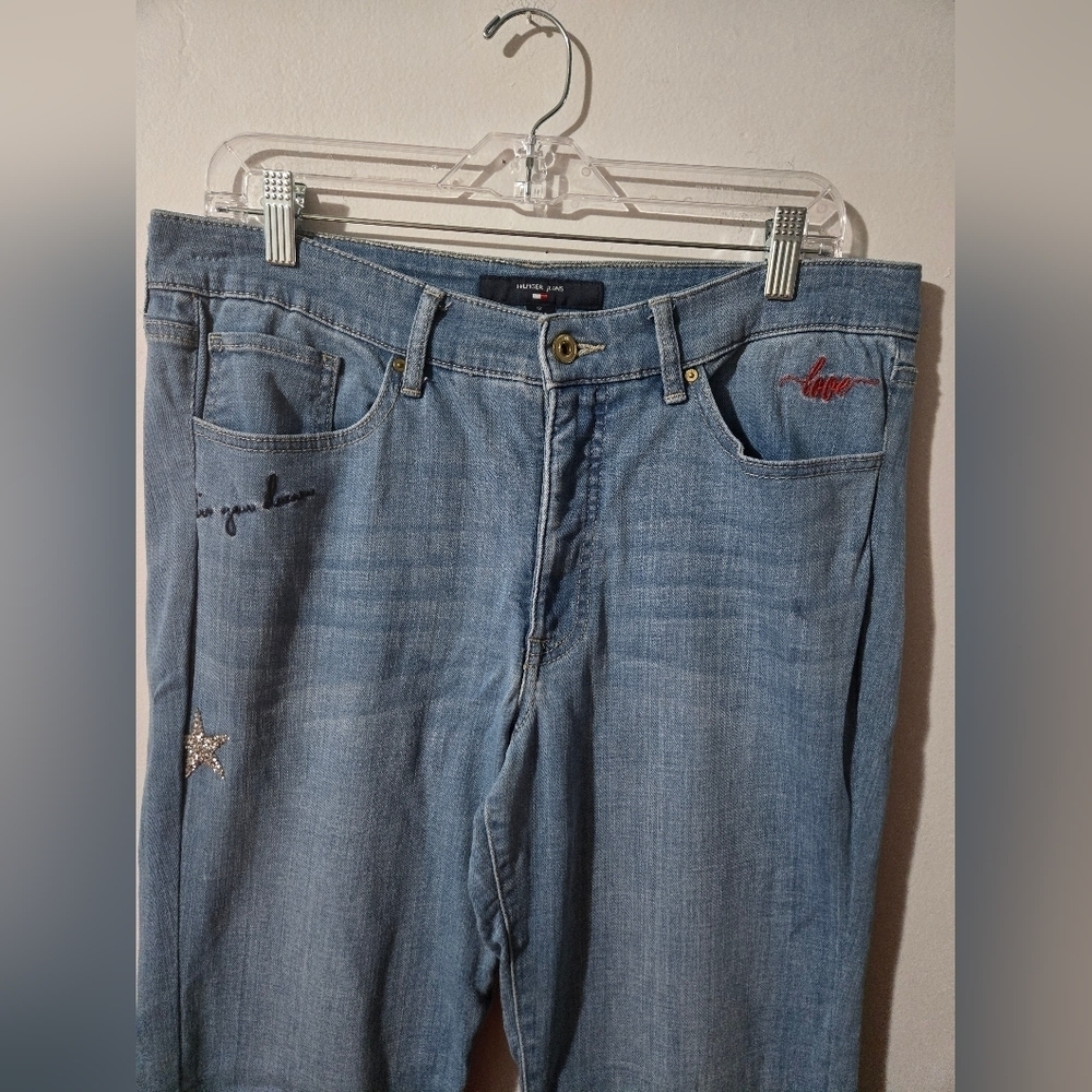 Tommy Hilfiger Tribeca Star Love You More Straight Jeans Womens Size 12 Y2K